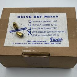 OGIVES 9mm BBF MATCH 124 grs FMJ - LES 500 Cat B.
