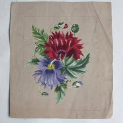 Dessin original gouache Projet d&eacute;coratif floral