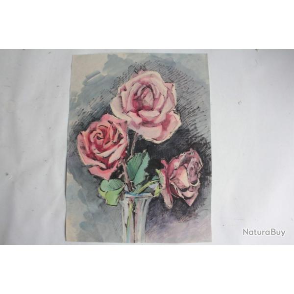 Aquarelle originale Bouquet de roses