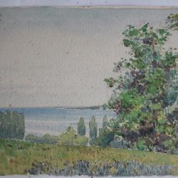 Aquarelle originale Paysage Crans 1917 H. V. Montfort Suisse