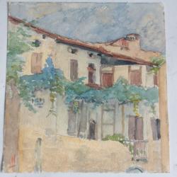 Aquarelle originale Limone Lac de Garde Jean Ernest Wenger 1920