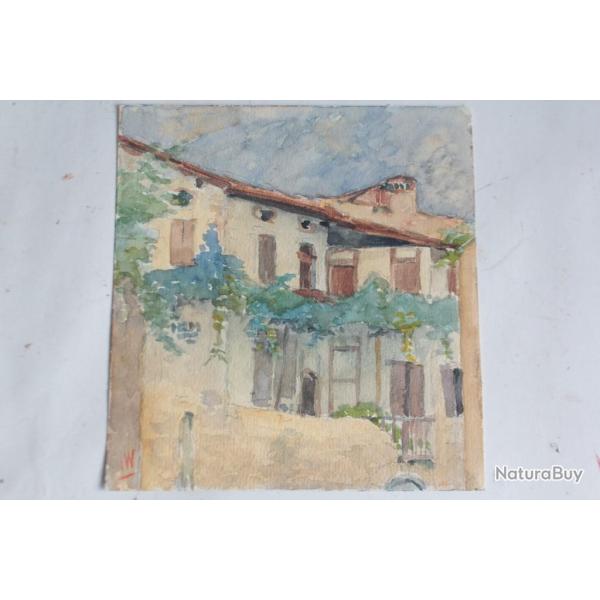 Aquarelle originale Limone Lac de Garde Jean Ernest Wenger 1920