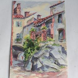Aquarelle originale Village de montagne Clara DURGNAT Suisse