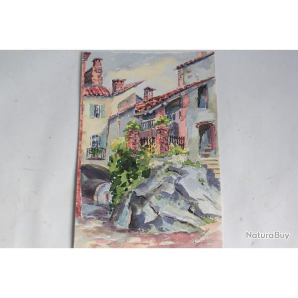 Aquarelle originale Village de montagne Clara DURGNAT Suisse
