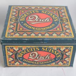 Bo&icirc;te t&ocirc;le lithographi&eacute;e bonbons Biscuits Suisses Disch