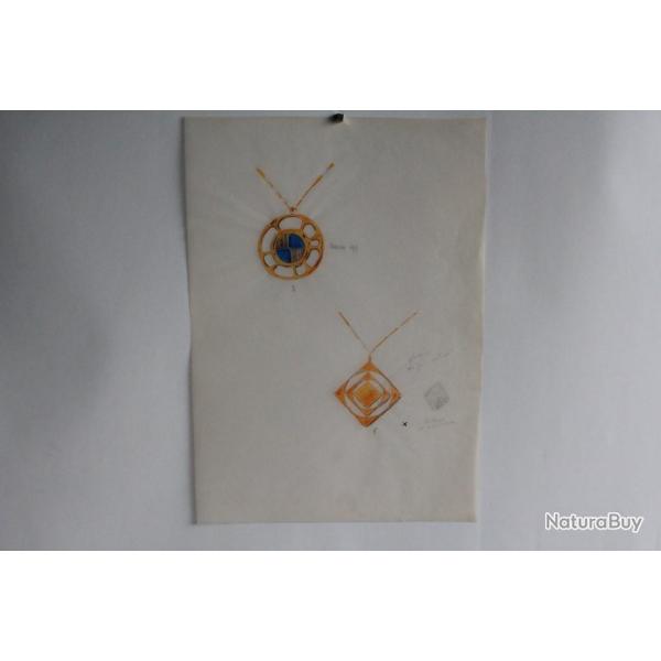 Ancien dessin original bijoux