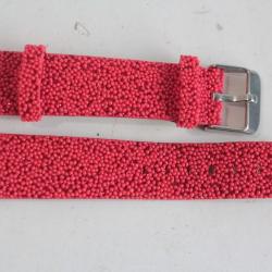 M.S.A Bracelet montre cuir et perles rouge 20 mm