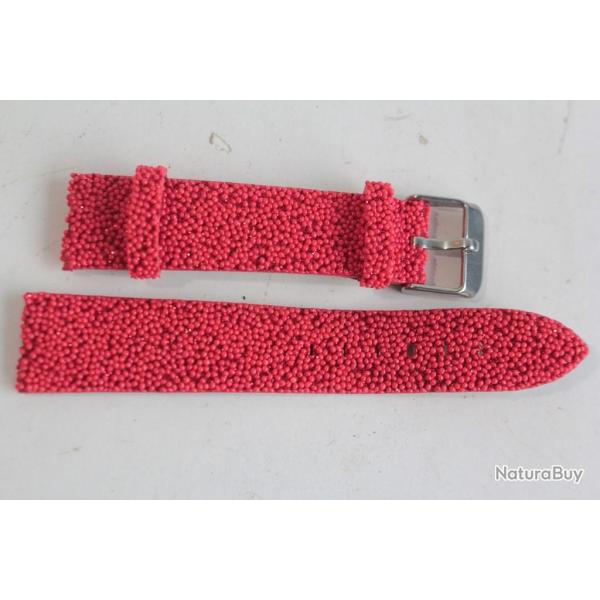 M.S.A Bracelet montre cuir et perles rouge 20 mm