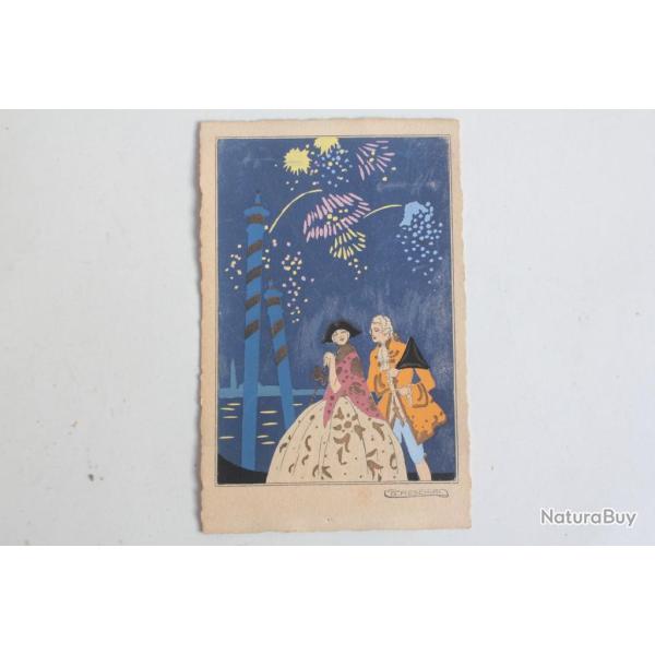 CPA Carte illustr�e rehauss�e � la main G. Meschini