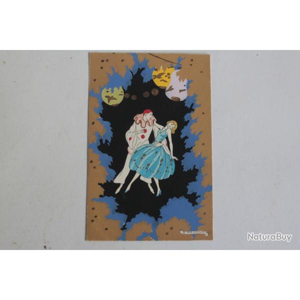 CPA Carte illustr�e rehauss�e � la main G. Meschini