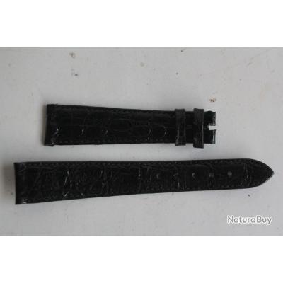 Bracelet De Montre Universal Genève En Croco Noir Vintage - Largeur 20 Mm - Réf 66602 - Occasion