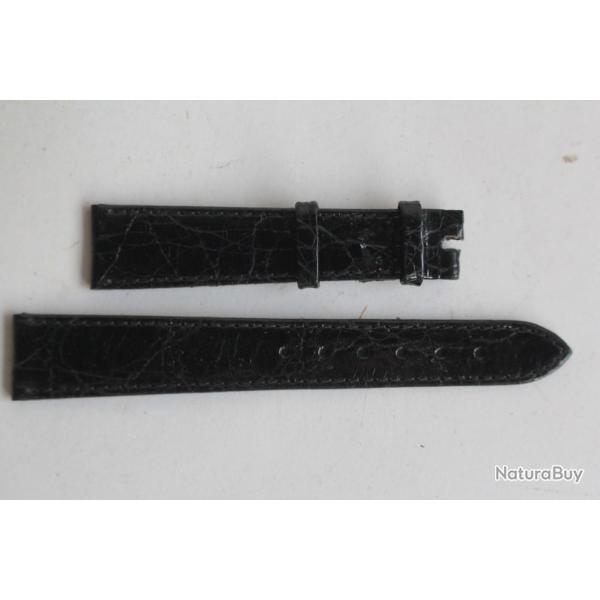Bracelet montre Universal Gen�ve croco noir 17 mm vintage