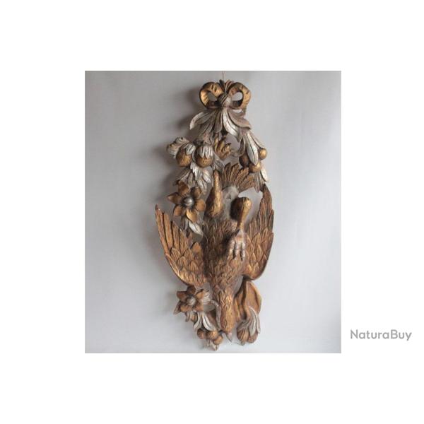 Troph�e de chasse Gibier bois sculpt� dor�