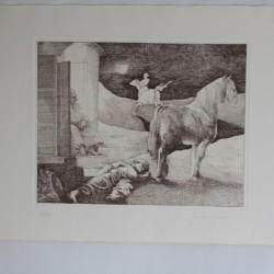 Gravure Eau forte originale Giovanni Gromo A la vergine cygault