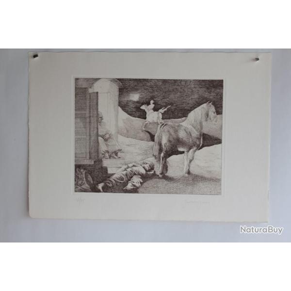 Gravure Eau forte originale Giovanni Gromo A la vergine cygault