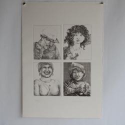 Gravure Eau forte originale Giovanni Gromo I figli del vento