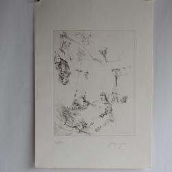 Gravure Eau forte originale Giovanni Gromo Les t&eacute;n&egrave;bres futures