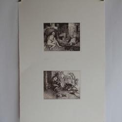 Gravure Eau forte originale Giovanni Gromo La cingana