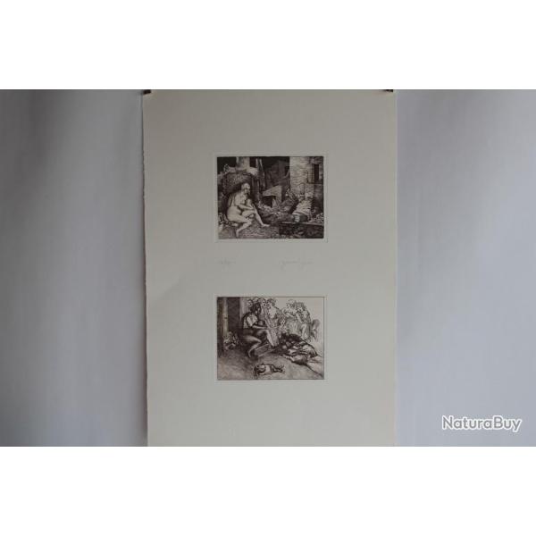 Gravure Eau forte originale Giovanni Gromo La cingana