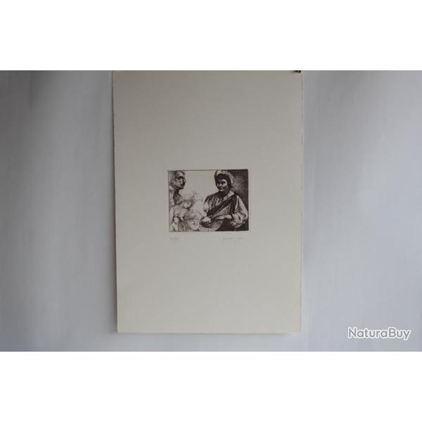 Gravure Eau forte originale Giovanni Gromo La buona ventura