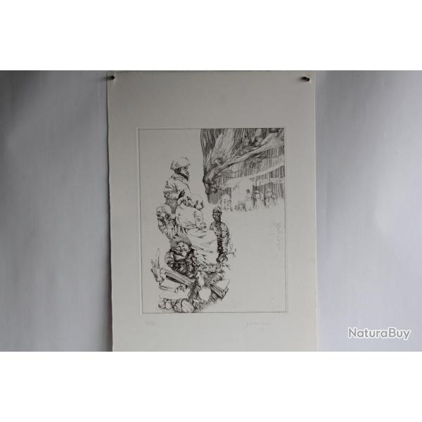 Gravure Eau forte originale Giovanni Gromo Oh pena de los gitanos