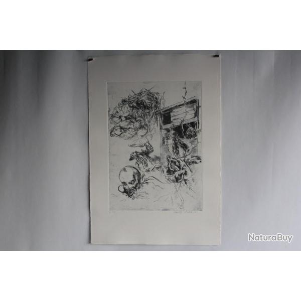 Gravure Eau forte originale Walter Piacesi