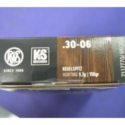1 BOITE DE 20 BALLES RWS 30-06 EN KS 9.7 G NEUVE