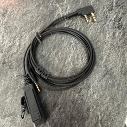 C&acirc;ble de liaison entre radio et casque Baofeng ou autre. Frais de port offerts.