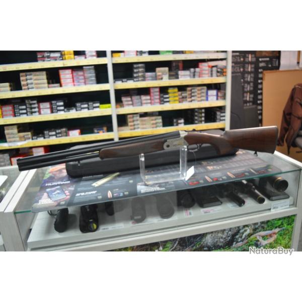 SUPERPOSE BECASSIER HUGLU CALIBRE 12/76 CANON  DE 61 CM LISSE ET RAYE NEUF