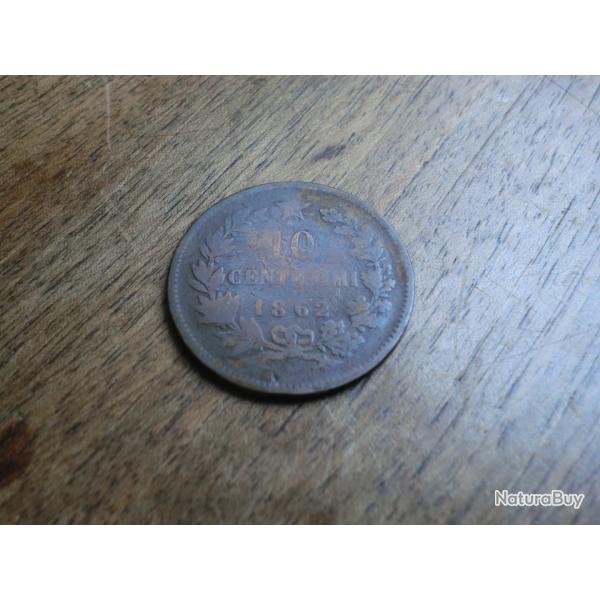 monnaie italie 10 centimisi 1862