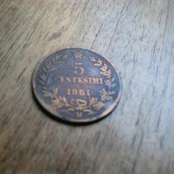 monnaie italie 5 centimisi 1861 M
