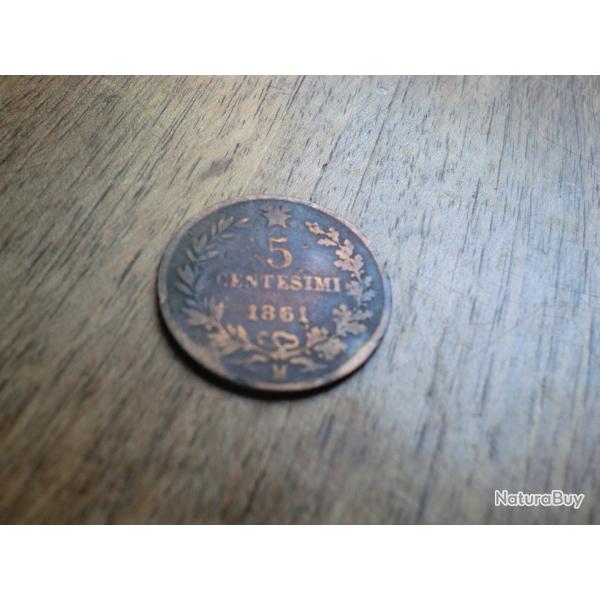 monnaie italie 5 centimisi 1861 M