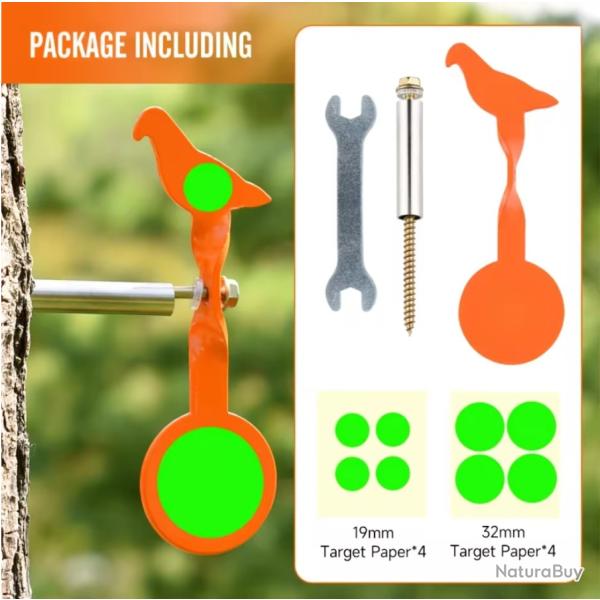 Cible rotative acier 3 mm - Mod�le oiseau - Tir de loisir Orange