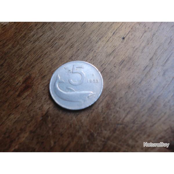 monnaie italie 5 lire 1955
