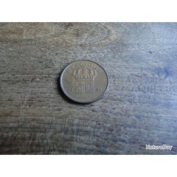 monnaie belgique 50 centimes  1955