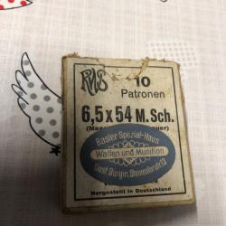 Une bo&icirc;te de 10 balles calibre 6,5X54 M.Sch