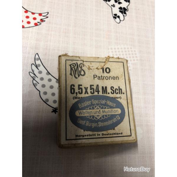 Une bo�te de 10 balles calibre 6,5X54 M.Sch