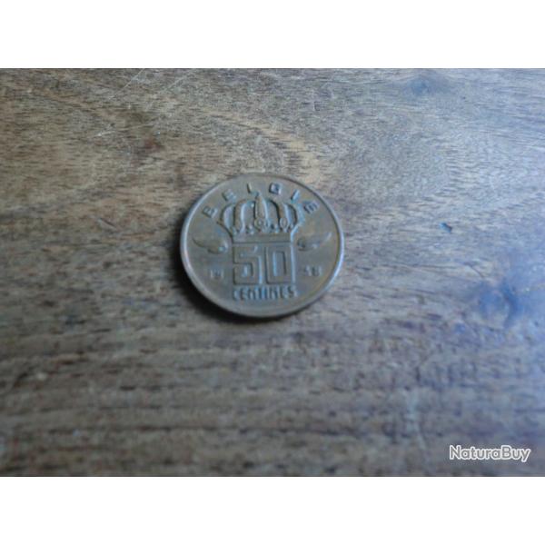 monnaie belgique 50 centimes  1958