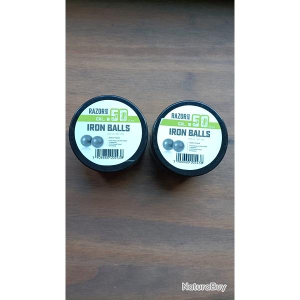 Balles caoutchouc charg� en m�tal Razor Gun Iron Balls Cal. 50