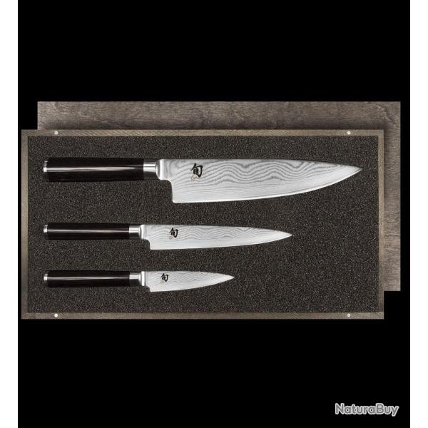 Set de Couteaux Japonais Kai Shun Classic DMS-300 - 3 Couteaux Damas Faits Main