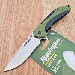 Couteau de Chasse Remington Sportsman Linerlock Manche Black/Green Polymer Lame Acier 8Cr13MoV Clip