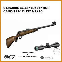 PACK CARABINE CZ 457 LUXE 17 HMR CANON 24'' FILET&Eacute; 1/2X20 