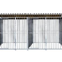 Chenil 4x2x1,84m + toit avec s&eacute;paration CHENIL BARREAUX SOLIDE chien cielterre-commerce CHENSS552