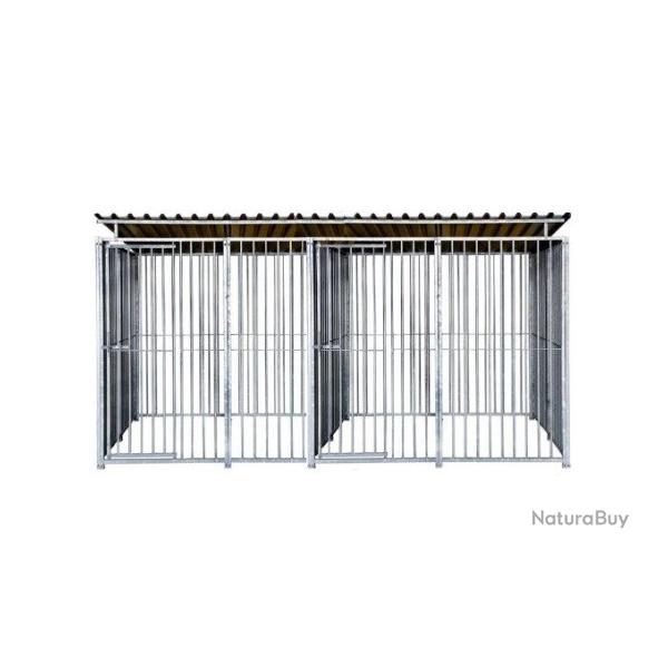 Chenil 4x2x1,84m + toit avec s�paration CHENIL BARREAUX SOLIDE chien cielterre-commerce CHENSS552