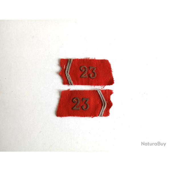 Ecusson - FR451125b Paire �cusson de col 23�rgt artillerie de campagne