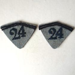 Ecusson - FR378607a Paire &eacute;cusson de col 24&deg;rgt infanterie