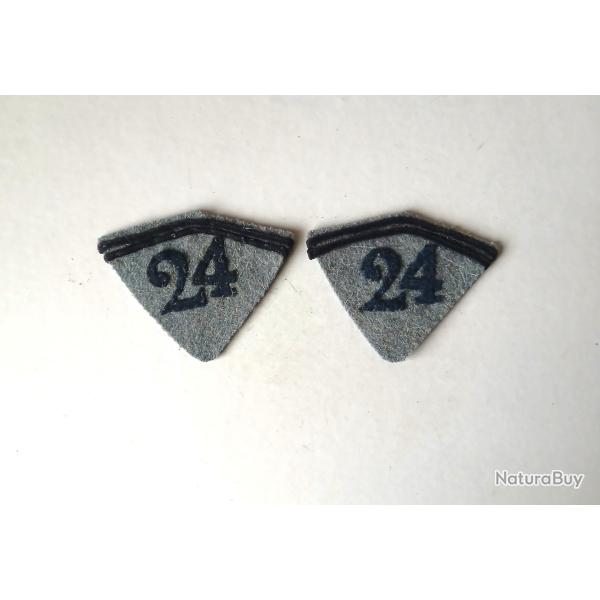 Ecusson - FR378607a Paire �cusson de col 24�rgt infanterie