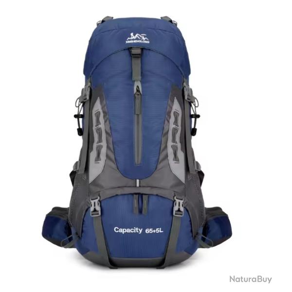 Sac � Dos de Randonn�e 70L Etanche Oxford R�sistant Trekking Camping Escalade Voyage Plein Air Bleu
