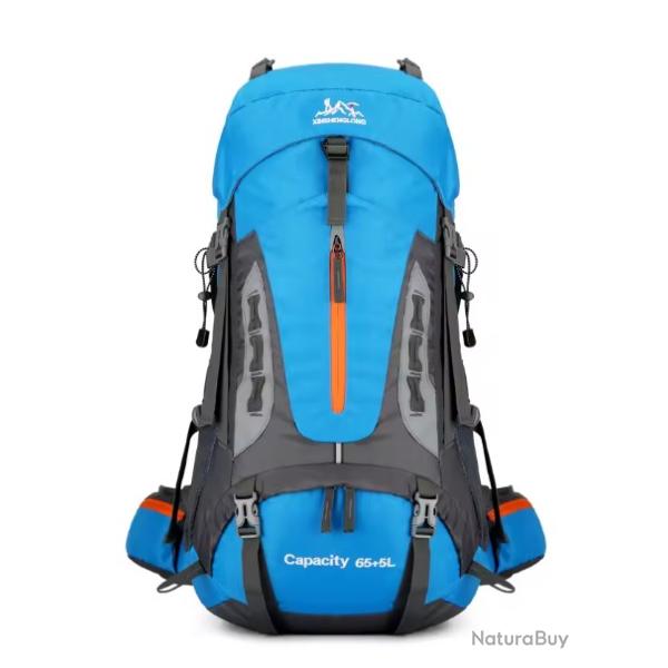 Sac � Dos de Randonn�e 70L Etanche R�sistant Trekking Camping Escalade Voyage Plein Air Sky Bleu