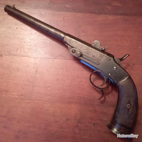 Pistolet de tir Auguste Francotte chambr� en 22 courtes.